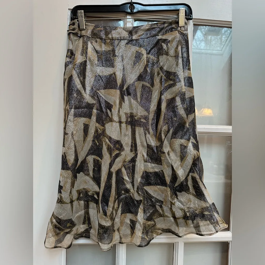Vintage Banana Republic Y2K A-Line Skirt Metallic Shimmer Silk Size 2 XS - Image 2
