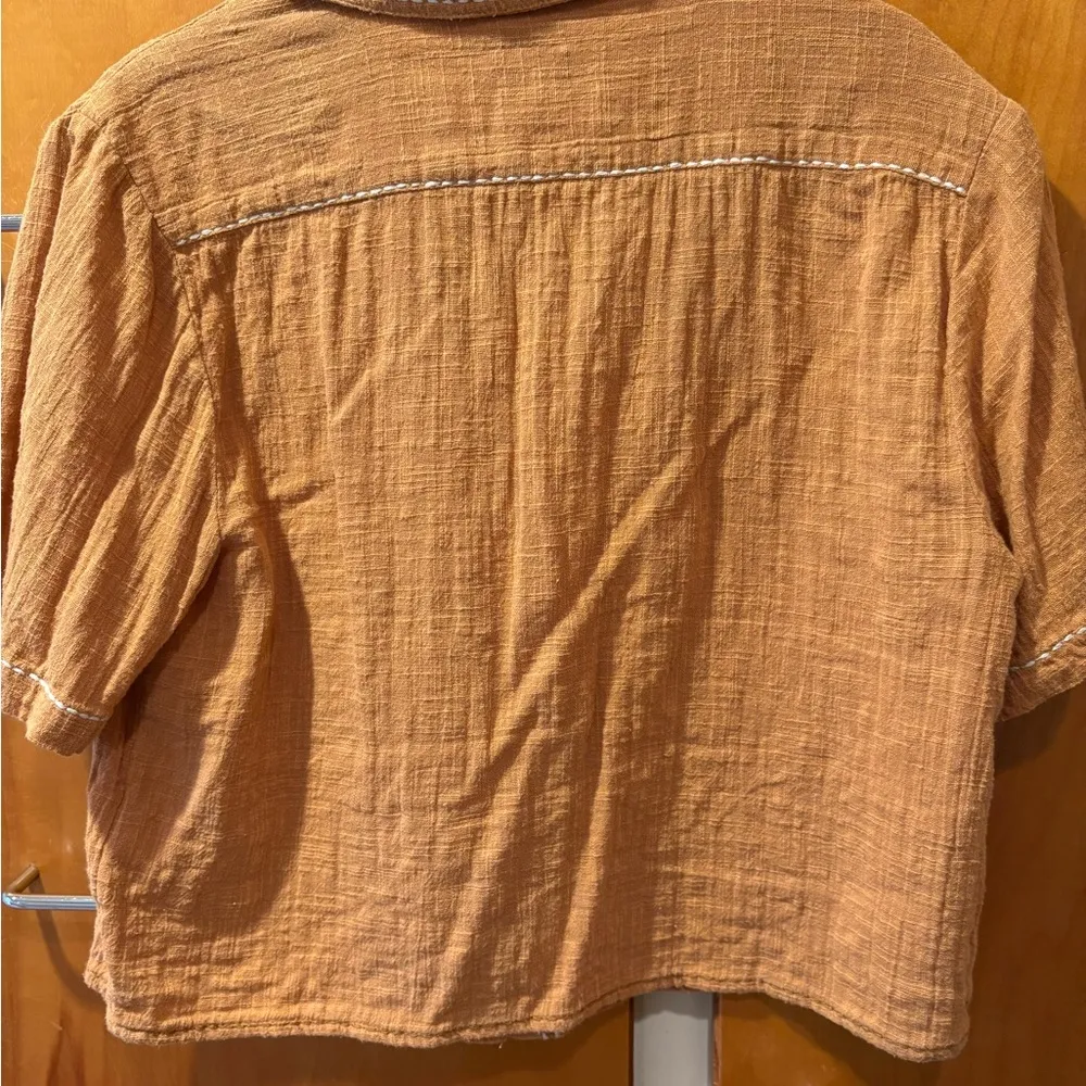 Urban Outfitters Terracotta Embroidered Shirt Bowie Vacation Mushroom XS - Image 3