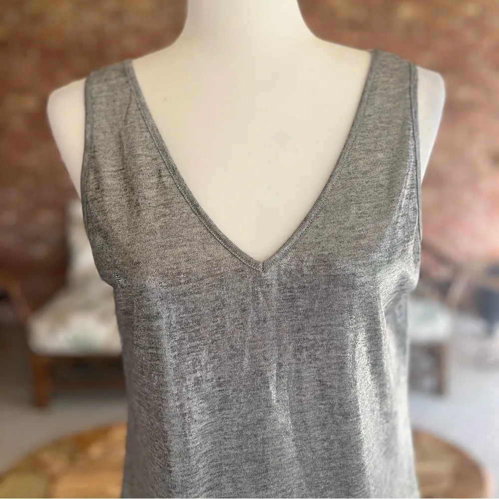 WHBM Silver Gray Metallic 2-way Sleeveless Tank Top M - Image 14