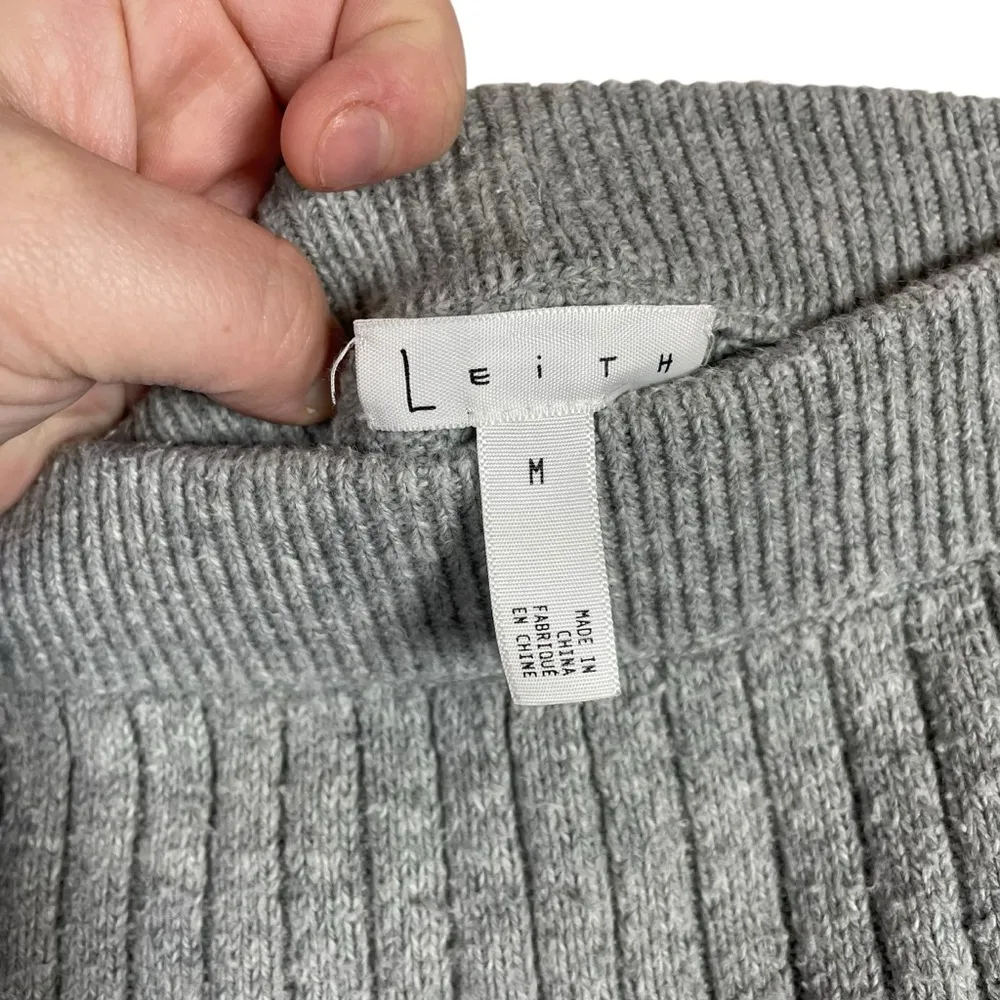 Leith Women’s Ribbed Knit Sweater Midi Skirt in Grey Size M - Image 3