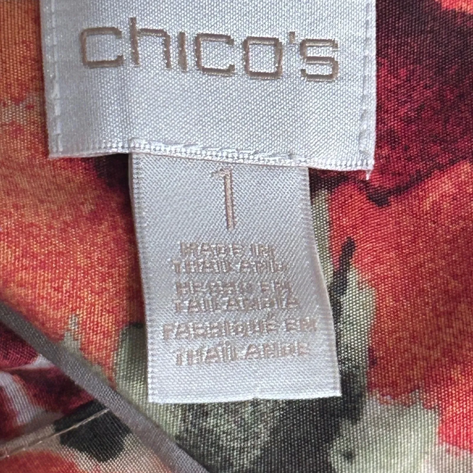 Chicos Floral‎ Button Up Blouse Beige Medium Or 1 - Image 7