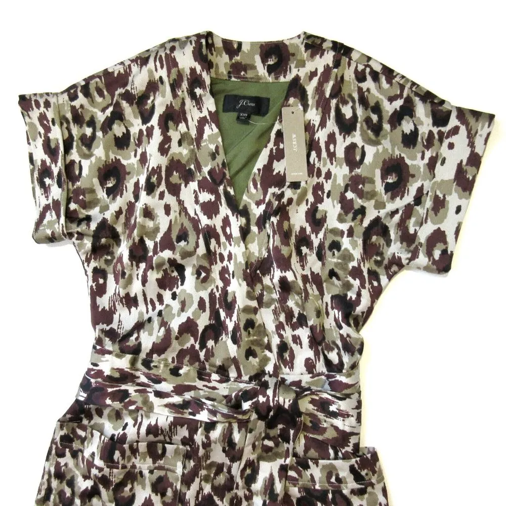 NWT J.Crew Short Sleeve Wrap in Autumn Cheetah Leopard Satin Back Crepe XXS - Image 3