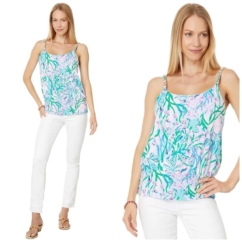 NWOT Lilly Pulitzer‎ Top S Cannavale Spaghetti Strap Cami Shirt Blouson Tank New - Image 3