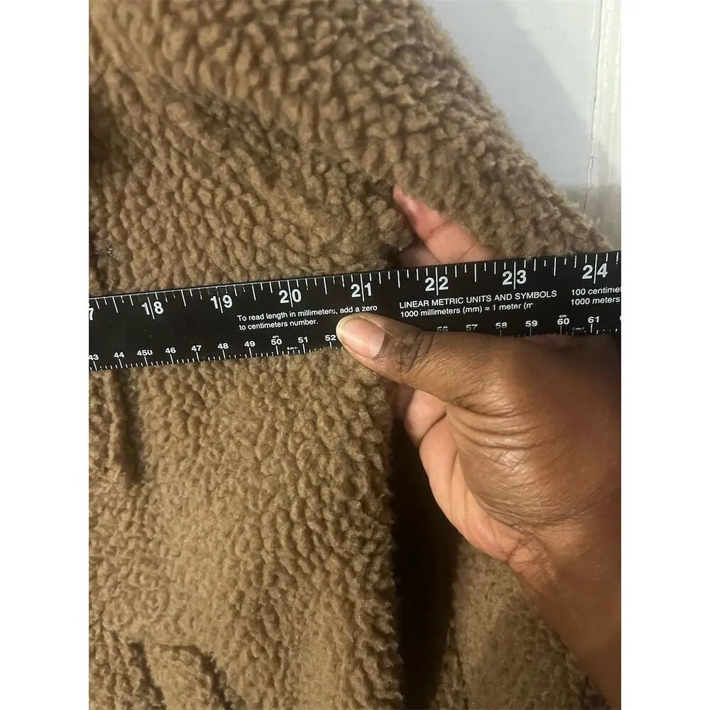 American‎ Eagle Teddy Bear Oversized Sherpa Fleece Jacket M Taupe Brown Size M - Image 8