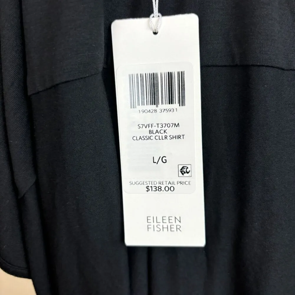 Eileen Fisher shirt/tunic, size Large, collared, buttons, jersey, summer, dressy - Image 11