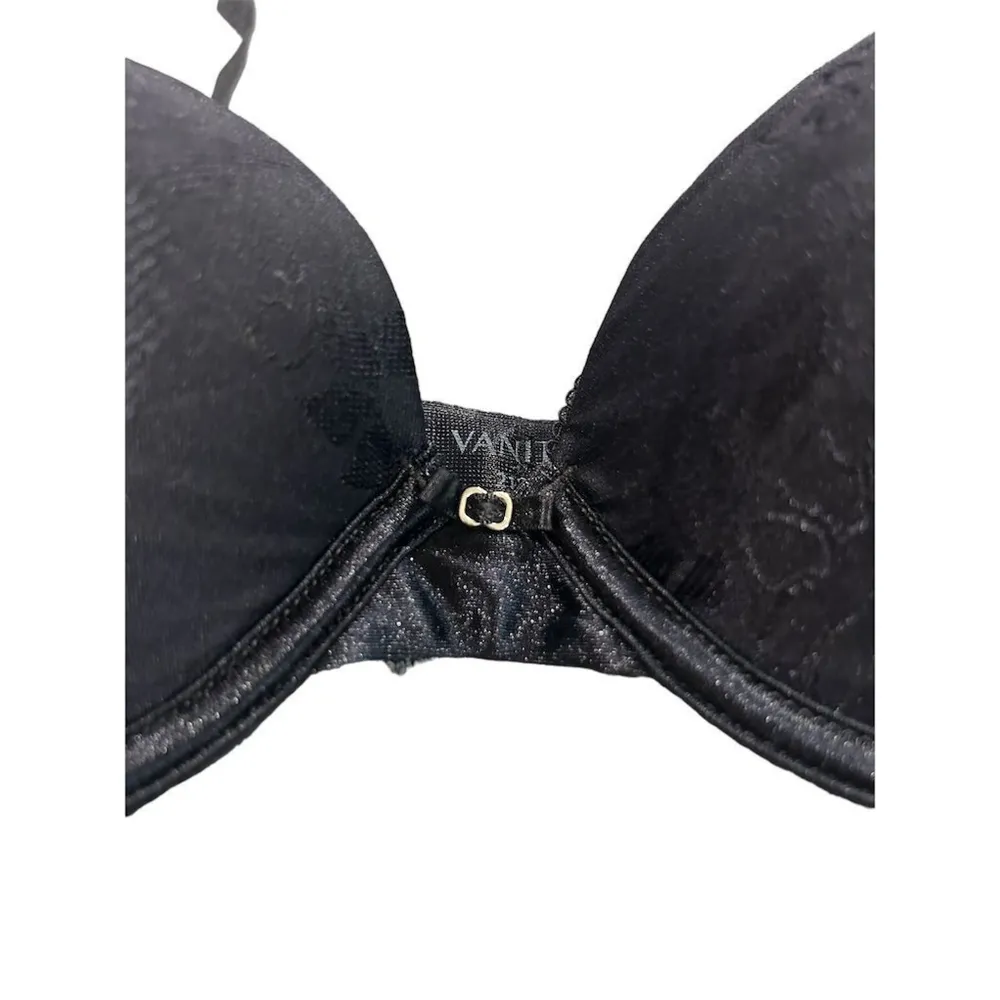 Vanity Fair Push Up Bra Women's Size 36C Black Lace Plunge Neckline Padded - Image 3