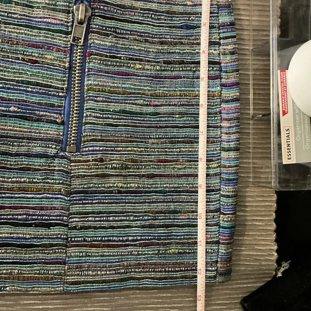 Woven Mini Skirt SILK Metallic Stripe , Boho Chic Colorful Festival by Chaser - Image 4