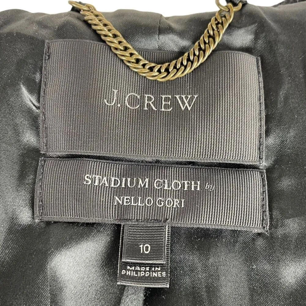 J.Crew Chateau Wool Coat 10 Parka Black Italian Stadium Cloth Nello Gori Hood - Image 15