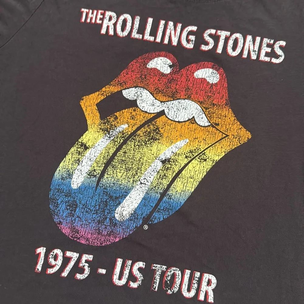 The Rolling Stones 1975 US Tour T-Shirt Womens Size L Short Sleeve Dark Gray H&M - Image 3
