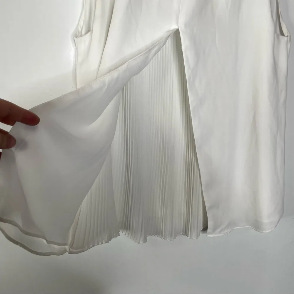 Zara‎ Split Front White Dressy Tank Top Size Small - Image 3