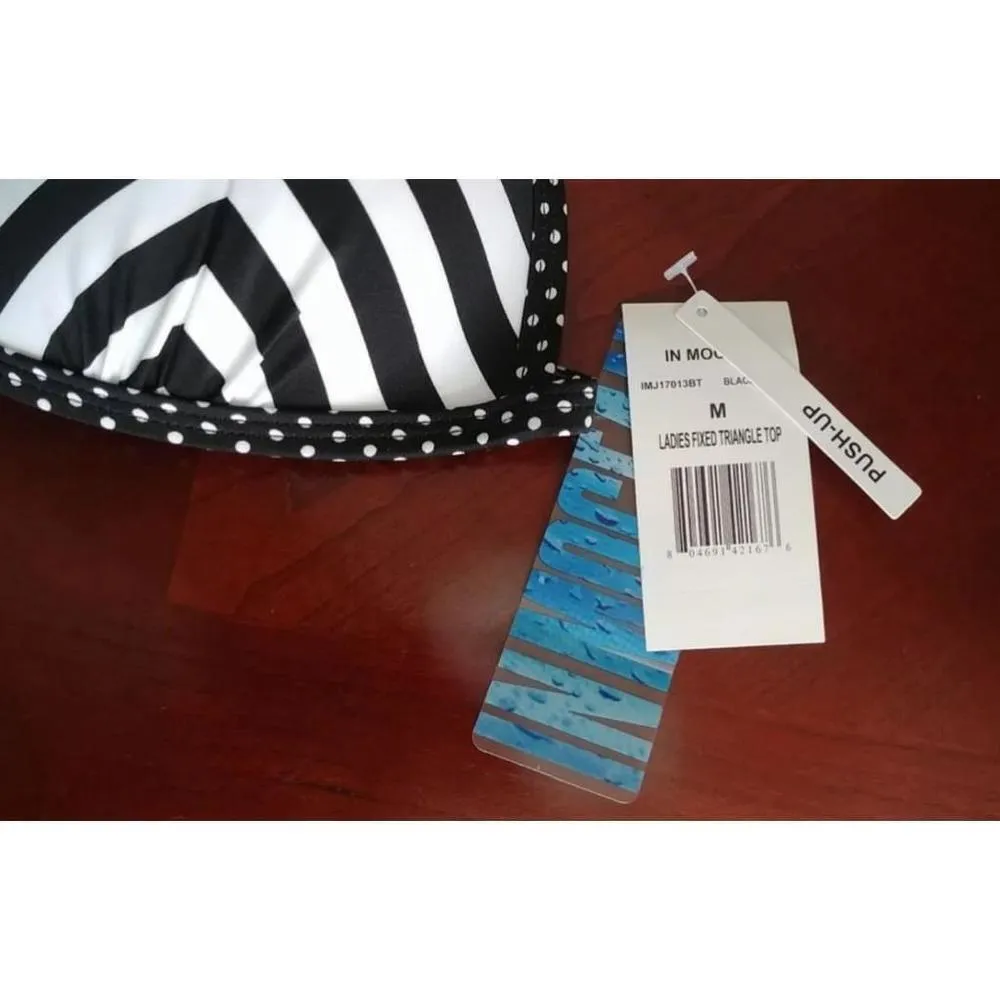 InMocean Black & White Stripe Dots Triangle Push Up Bikini Bathing Suit Top Size undefined - Image 4