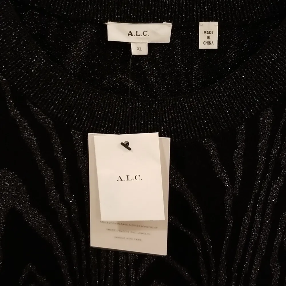 💕ALC💕 Jesper Metallic Animal-Print Sweater  ~ Black with Silver Print XL NWT - Image 10