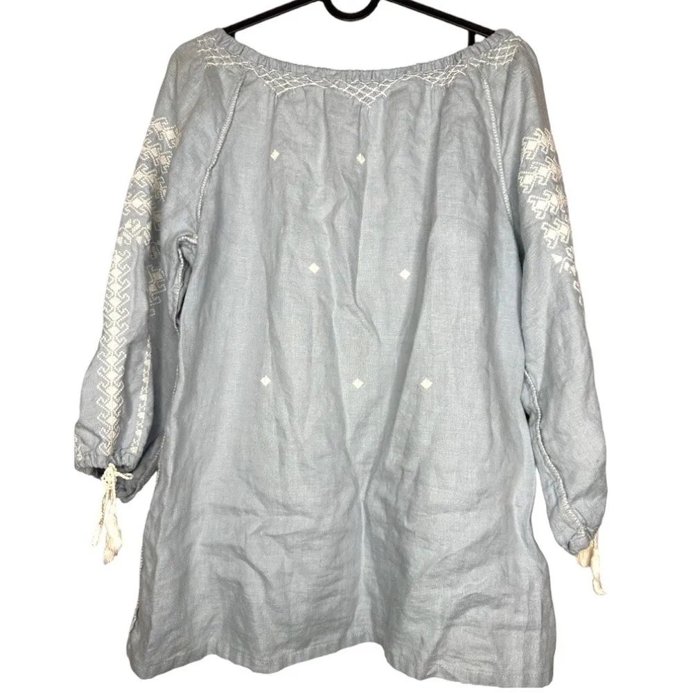 Calypso St. Barth Embroidered Chambray Blouse Small Boho Chic - Image 7