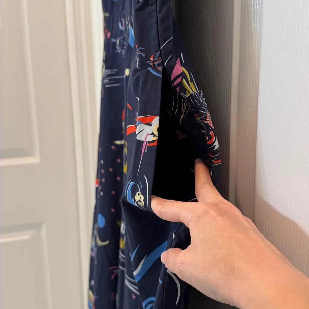 Tory Burch Printed Scallop-Edged Shirtdress in Navy Daydream Size 10 - Image 9