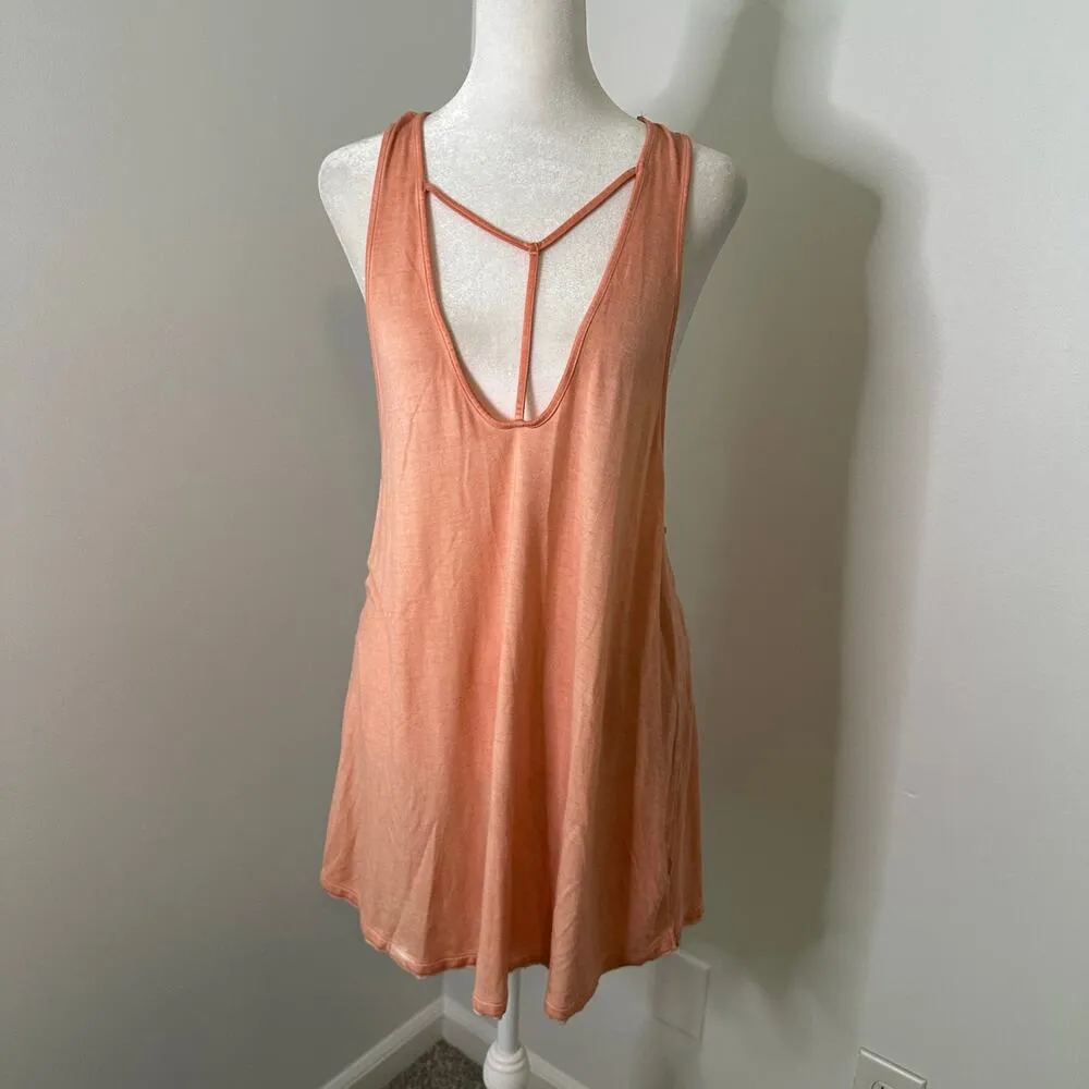We the Free (Free People) coral pink oversize tunic tank top size M - Image 3