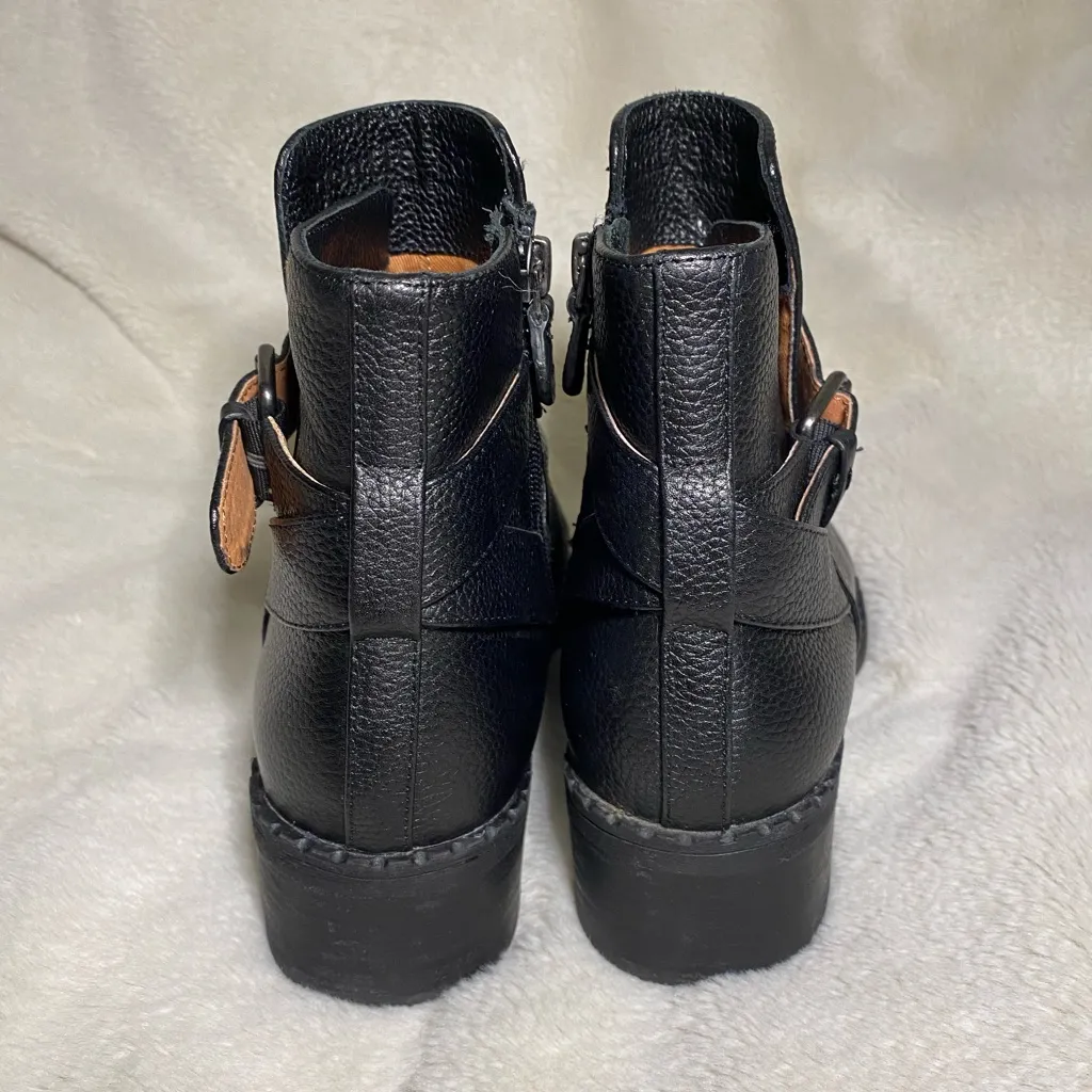 Gentle Souls Leighton Black Leather Moto Boots Ankle Zip Up 7.5 - Image 4