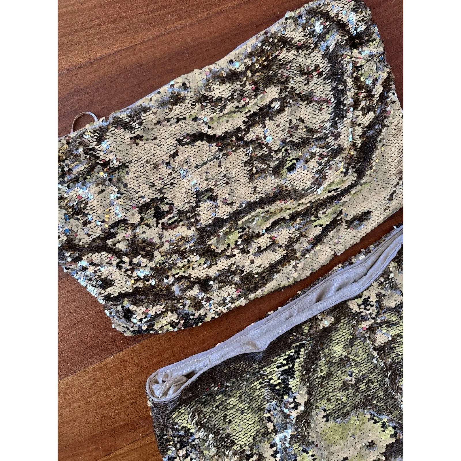 NWT Gianni Bini GB Gold Sequin Tube Top And Skirt Set Women’s Size XL - Image 4