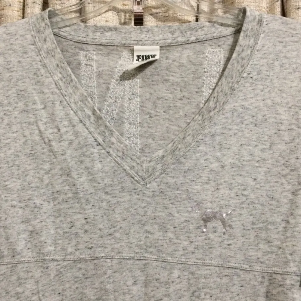 PINK Victoria's Secret V-Neck Long Sleeve Bling Tee - Image 2