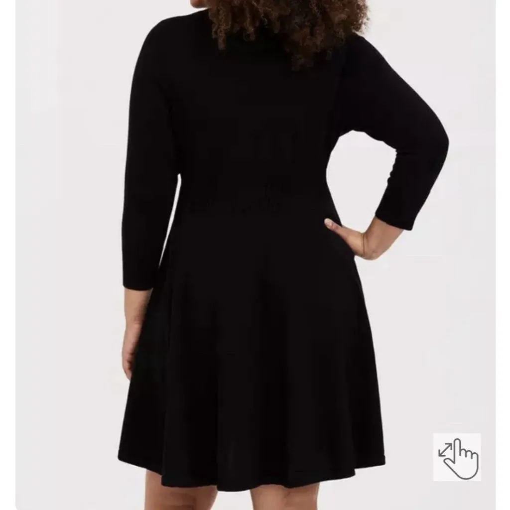 Torrid Black Mini Sweater Long Sleeve Lace Up Fit N Flare Dress 2X 18-20 NWT - Image 3