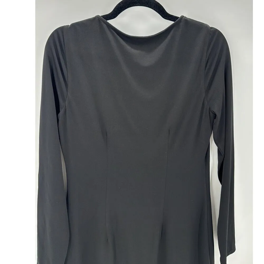 Hale Bob Beaded Neckline Long Sleeve Black Dress Size S bohemian classy chic - Image 8