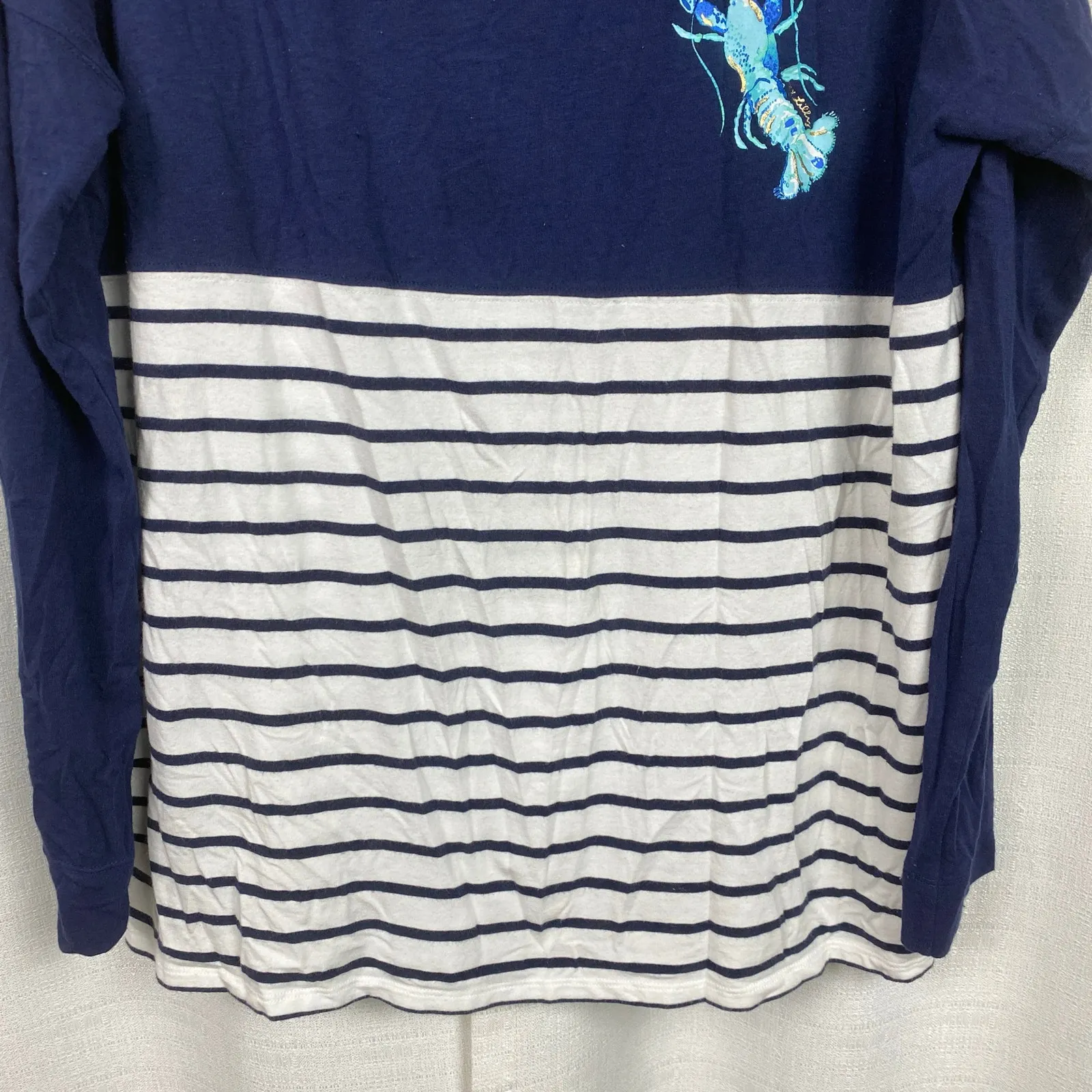 Lilly Pulitzer Blue Stripe Lobster Finn T Shirt Sz.L - Image 7