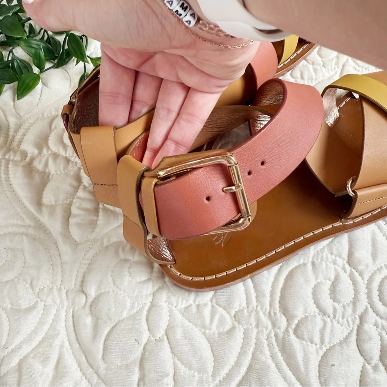 Anthropologie Sanchita Chamae Tri-Color Sandals Sz 38 / 8 - Image 5