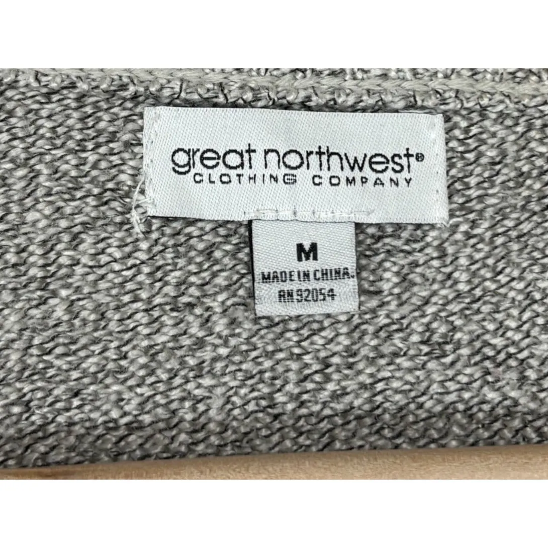 Great Northwest Clothing Co Button Up Cardigan Fair Isle Women’s M Gray Burgundy Red Size M - Image 5