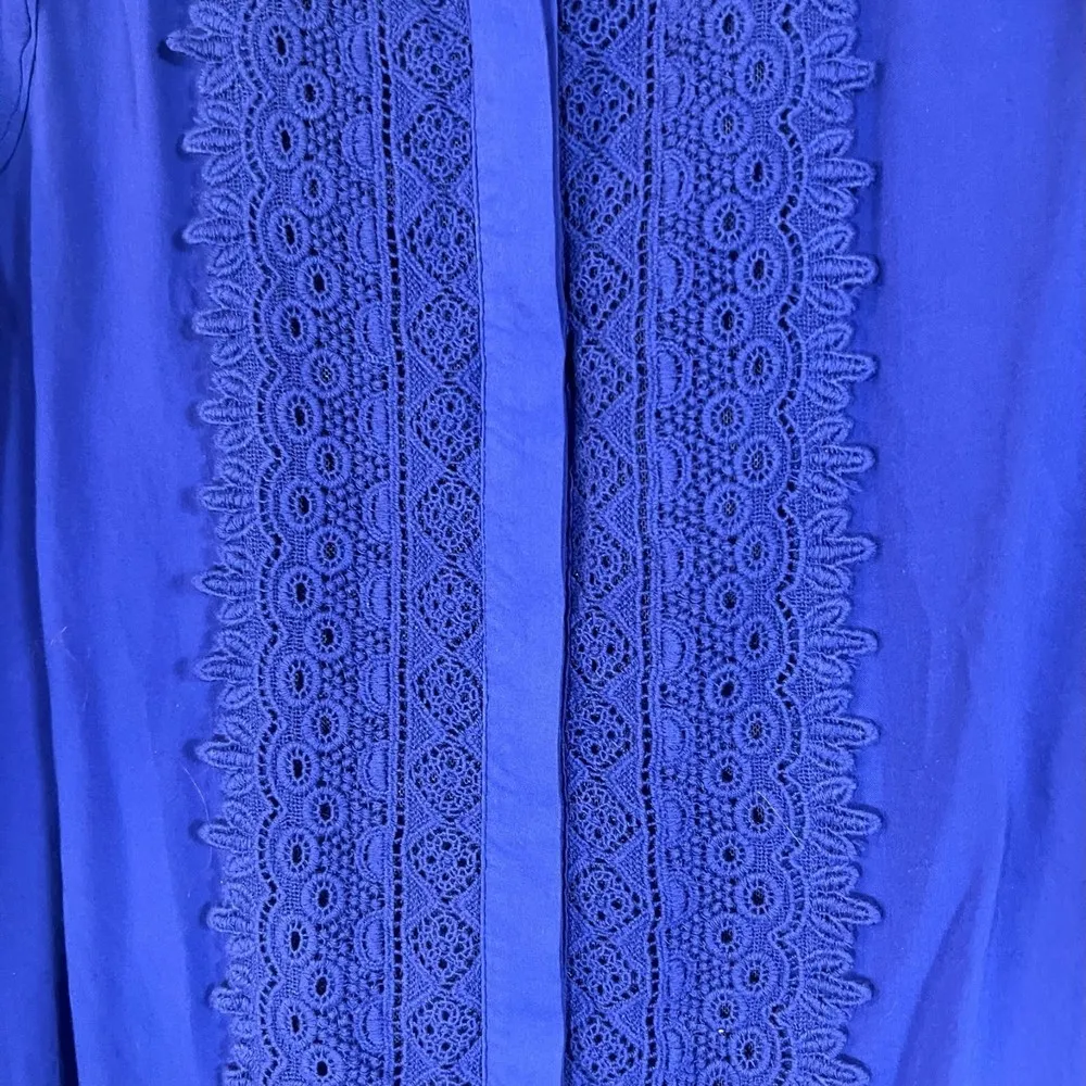 Maeve Anthropologie Royal Blue Lace Flowy Long Sleeve Blouse Women's Size 2 - Image 5