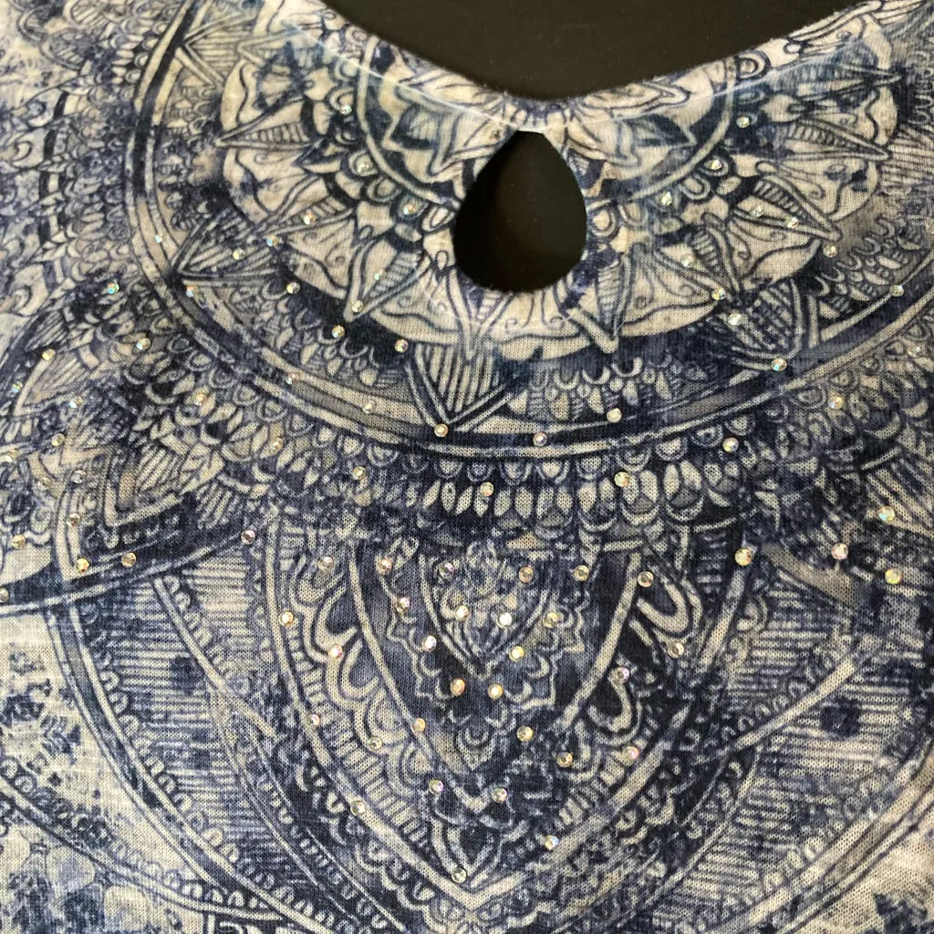 Time And Tru  Navy and White Short Sleeve Tee - Image 5