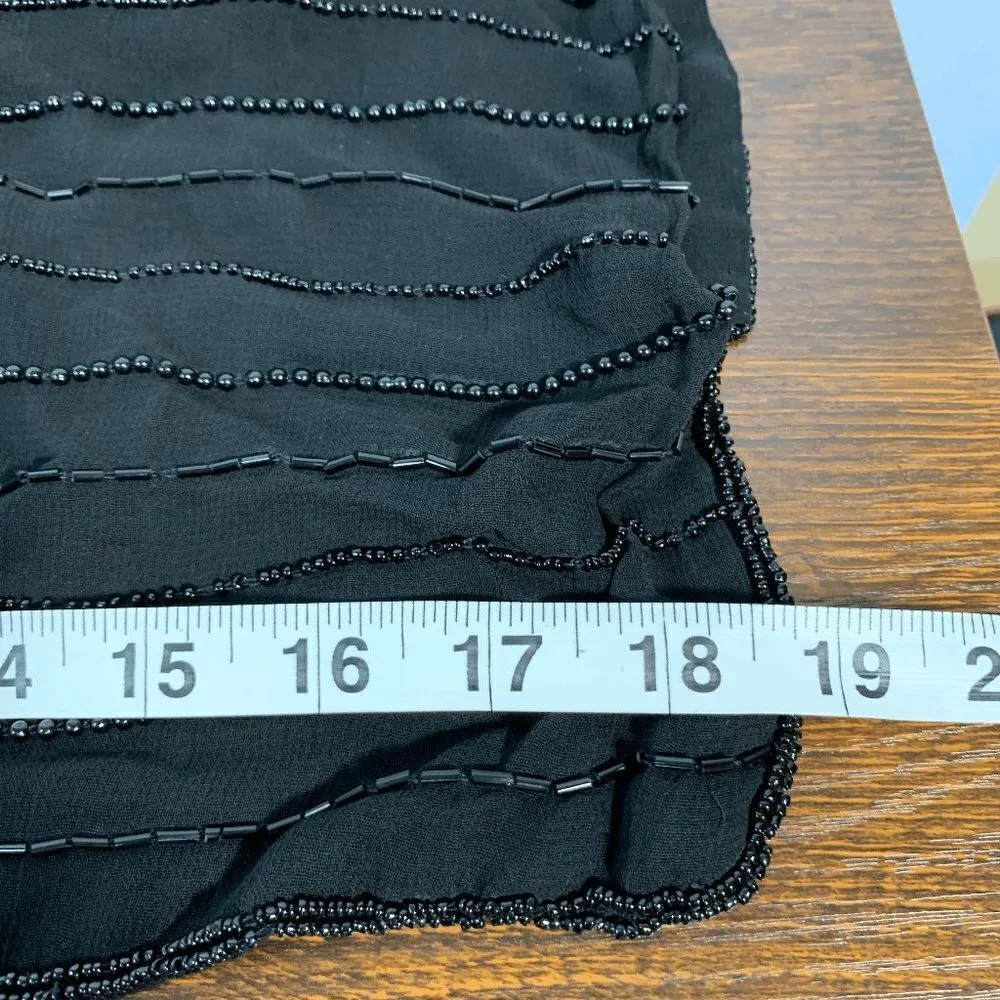 Cejon Women's 100% Polyester Beaded Sheer Shawl Scarf Black Size 73x20 - Image 6