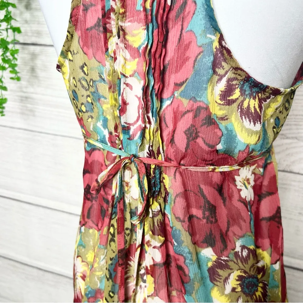 American Rag Boho Floral Sleeveless Blouse Top Size Medium Blue Red Green Yellow - Image 7