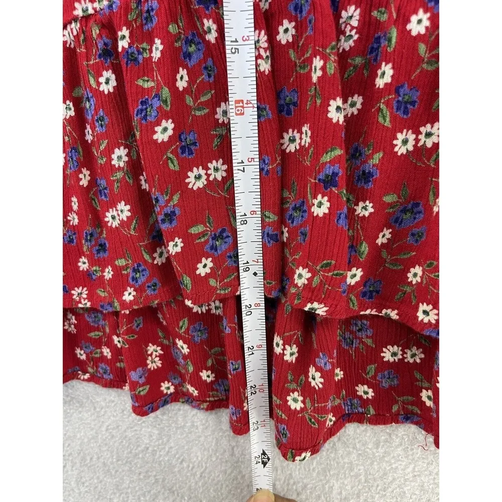 Patrons of Peace Women's Blouse Sleeveless Red Floral Size Small V Neck Trapeze - Image 4