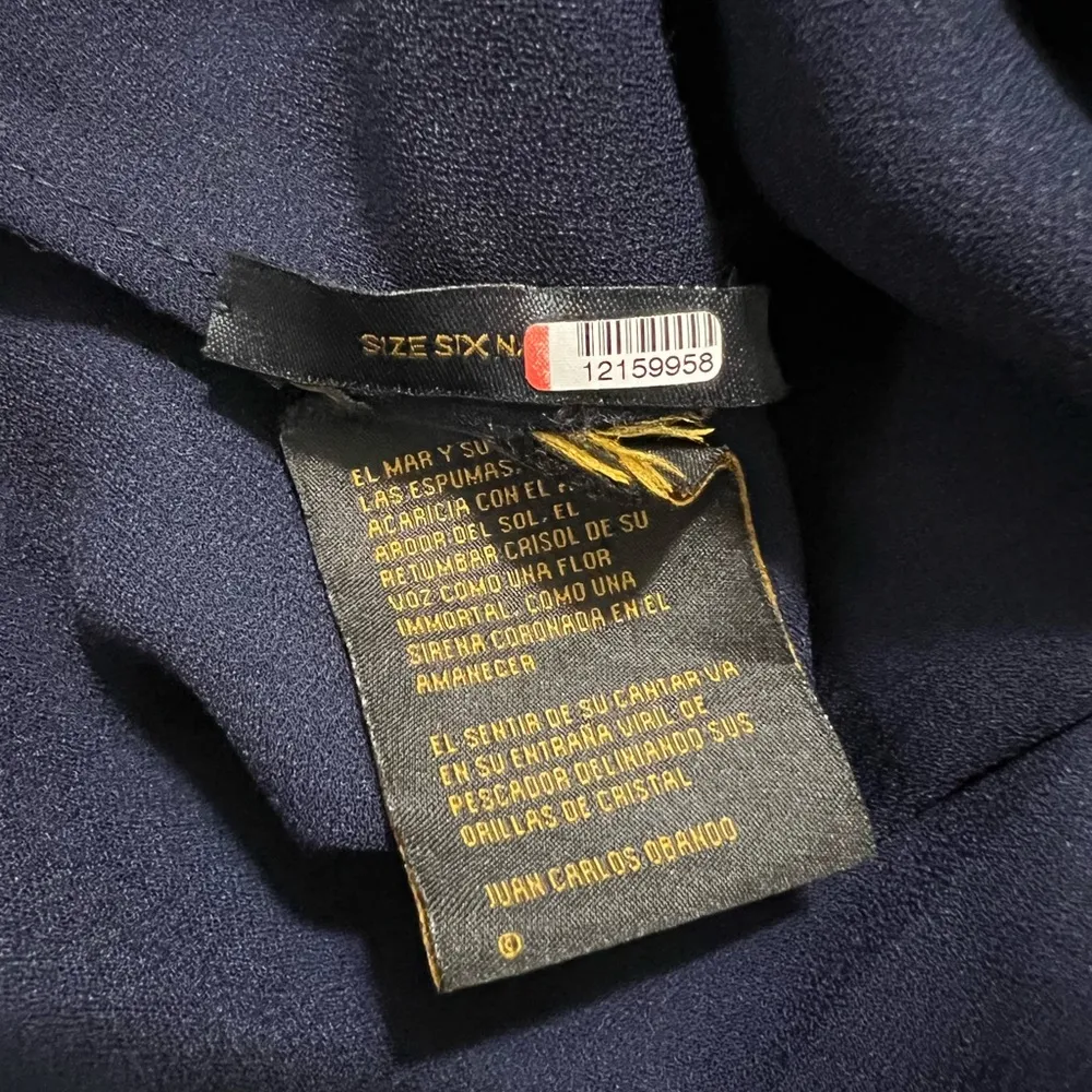 Juan Carlos Navy Blue Satin Amalfi Gown Size 6 US $1,195 - Image 6