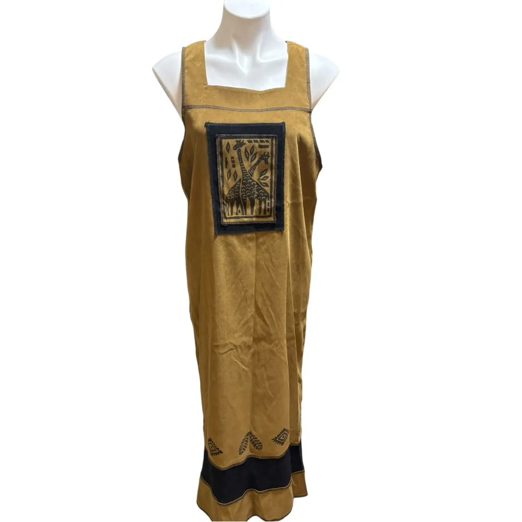 Vintage Piccalino Brown & Black Western Maxi Jumper Dress Tan Size 10P - Image 2