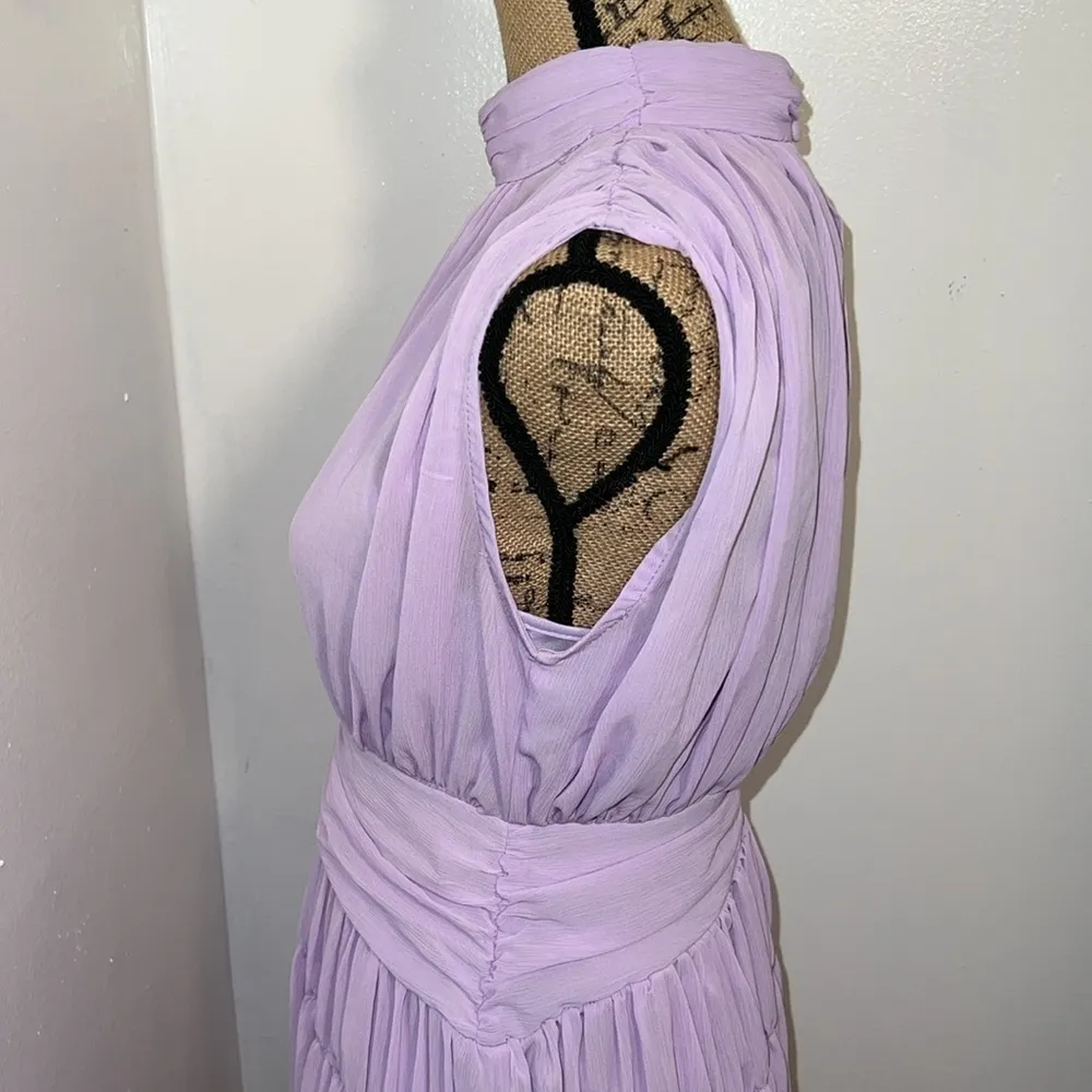 Nastygal Shirred Skirt w/ High Neck Chiffon Mini Dress - Image 15