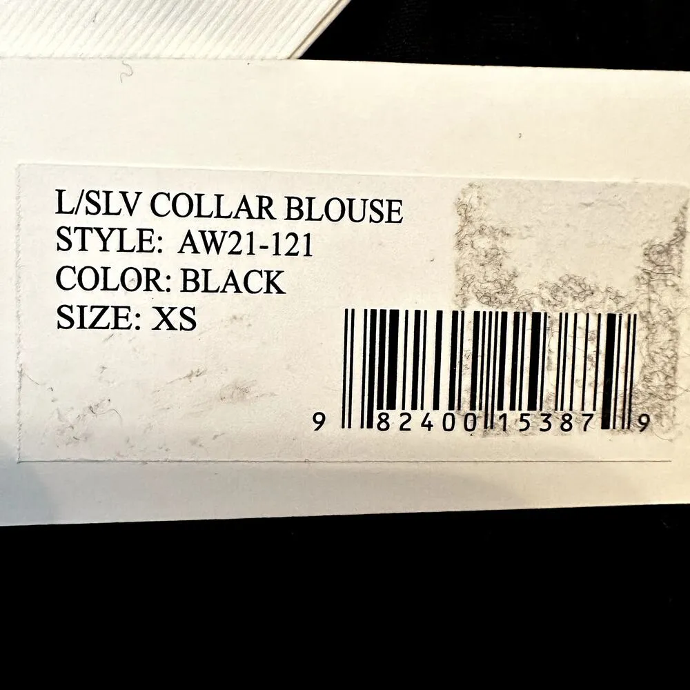 Sea NY Marina Collar Blouse Tiered Scalloped Button Up Long Sleeve Black XS - Image 3