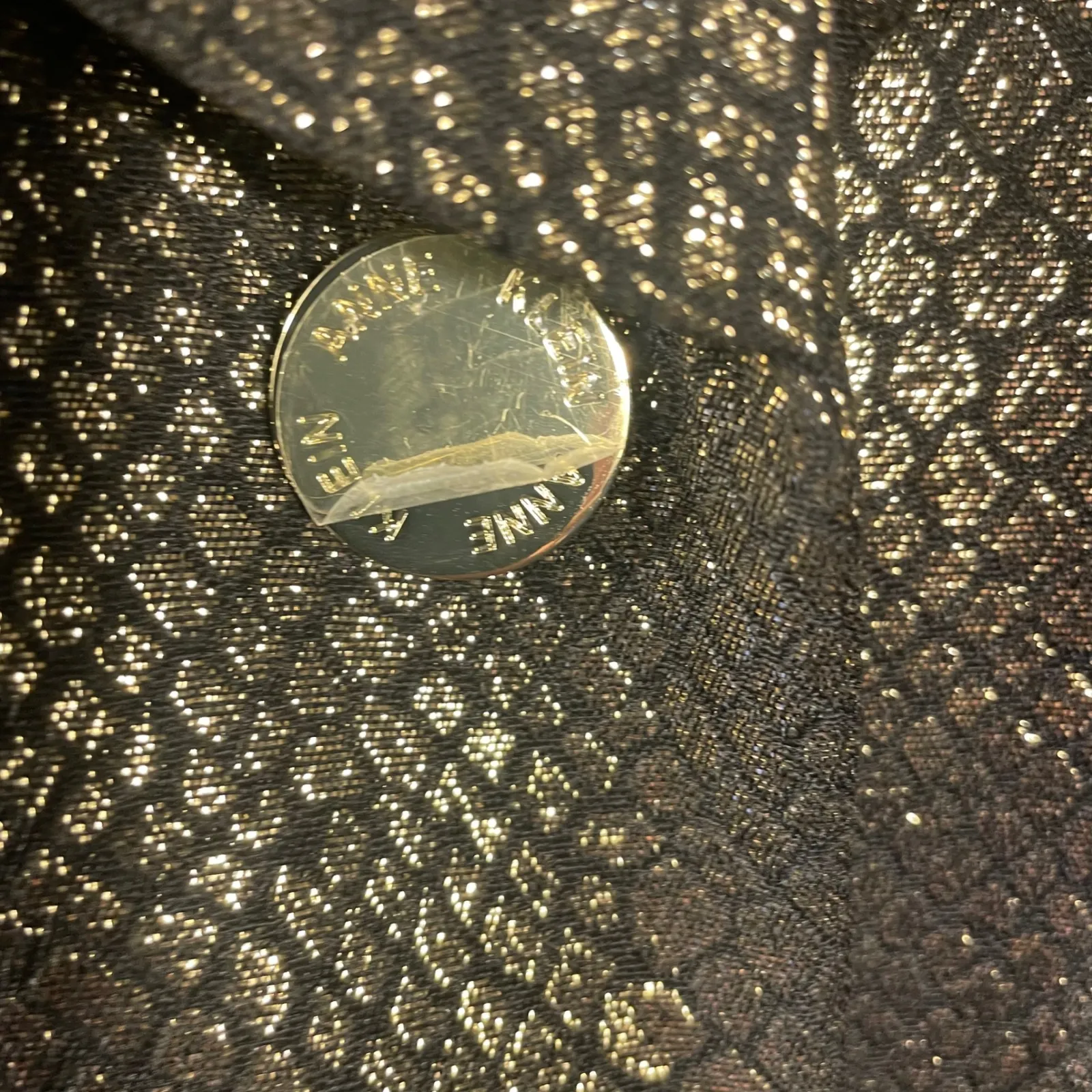 Anne Klein Metallic Gold Black Snakeskin Blazer Jacket‎ Button Evening Party L - Image 5