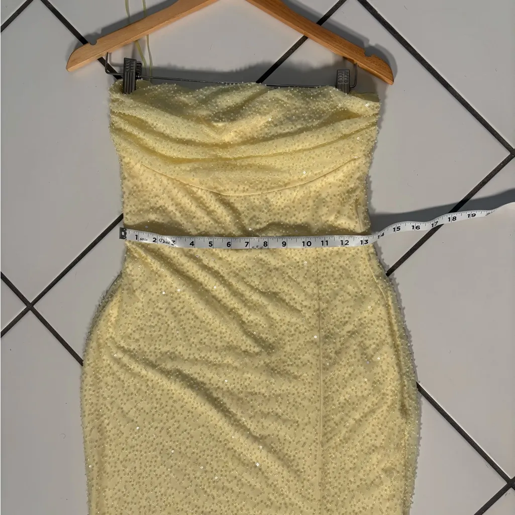 Windsor Strapless Yellow Beaded Formal Dress - Image 6