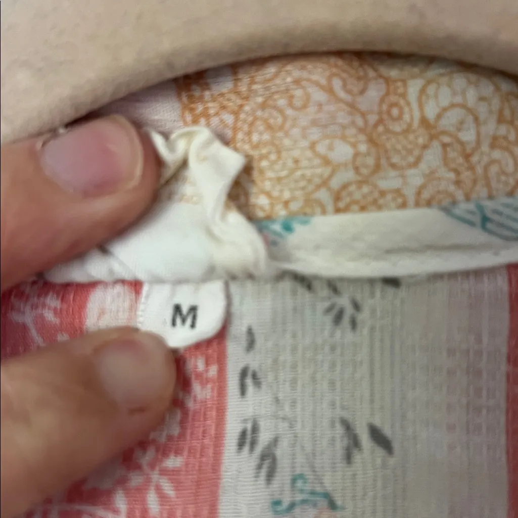 Vtg Atkins House Dress Medium Button Front Lounge Dress Floral Patchwork Med ! Pink - Image 4