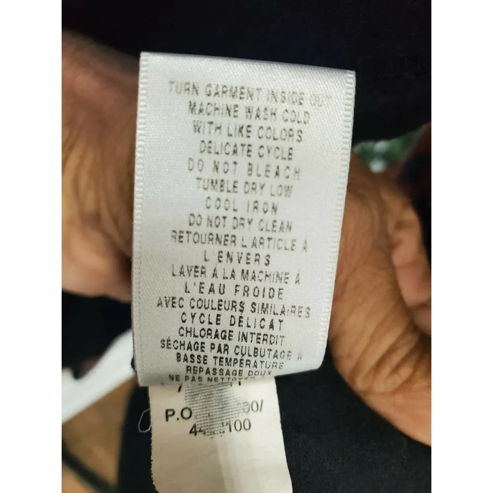 Lucky Brand Womens Black Floral Cotton Sweetheart Neck Long Sleeve Blouse Size M - Image 10