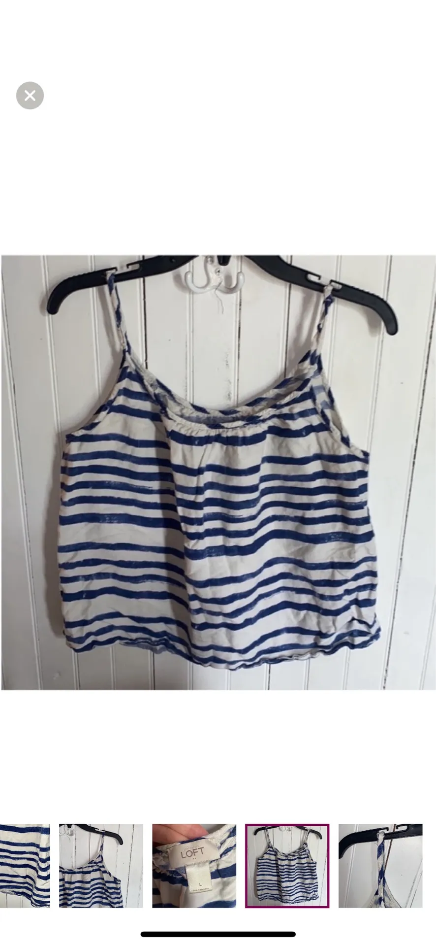 LOFT Tank Top Blue White Size L - Image 5
