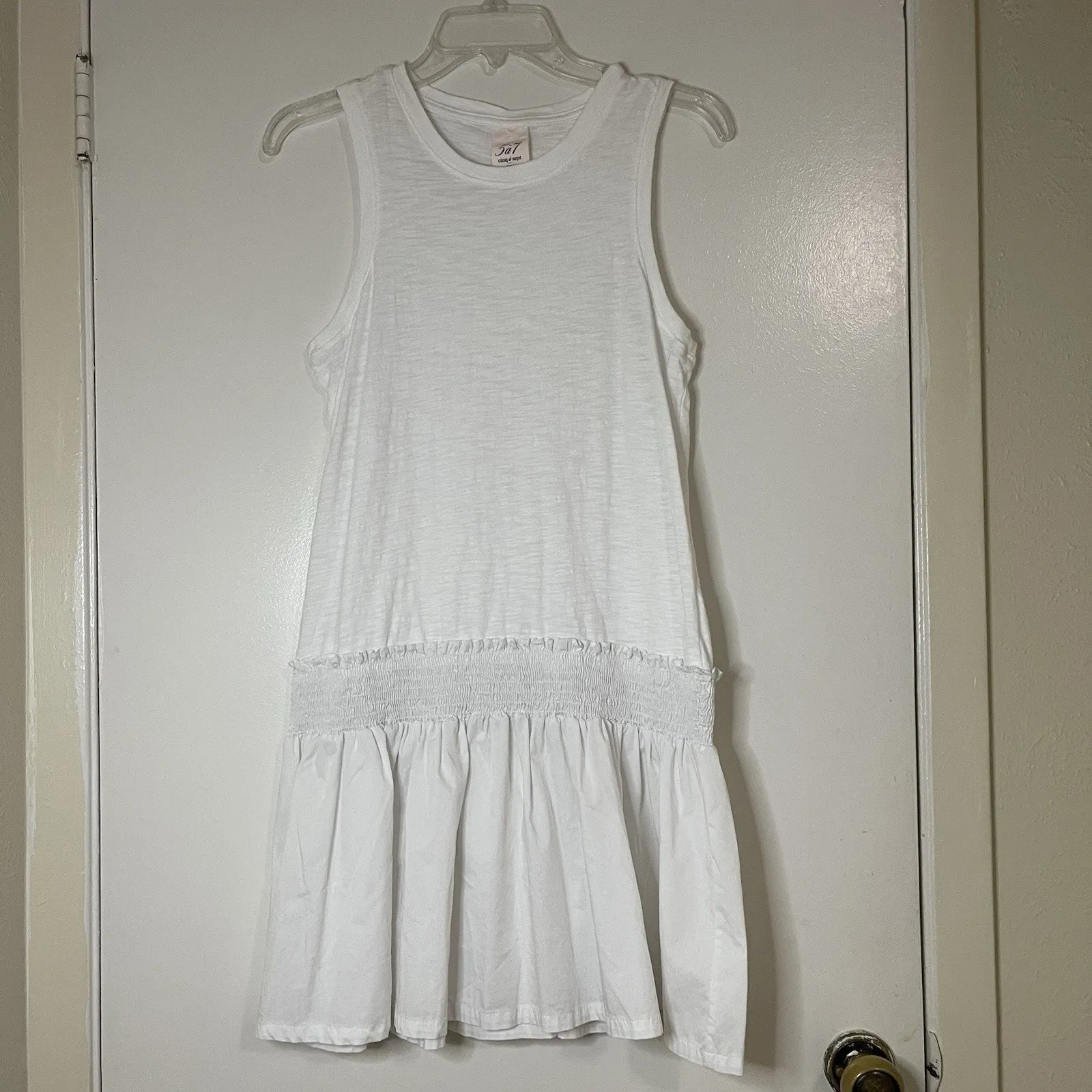 Cinq a Sept Dress Betsie smocked drop waist sleeveless minidress white size XS - Image 2