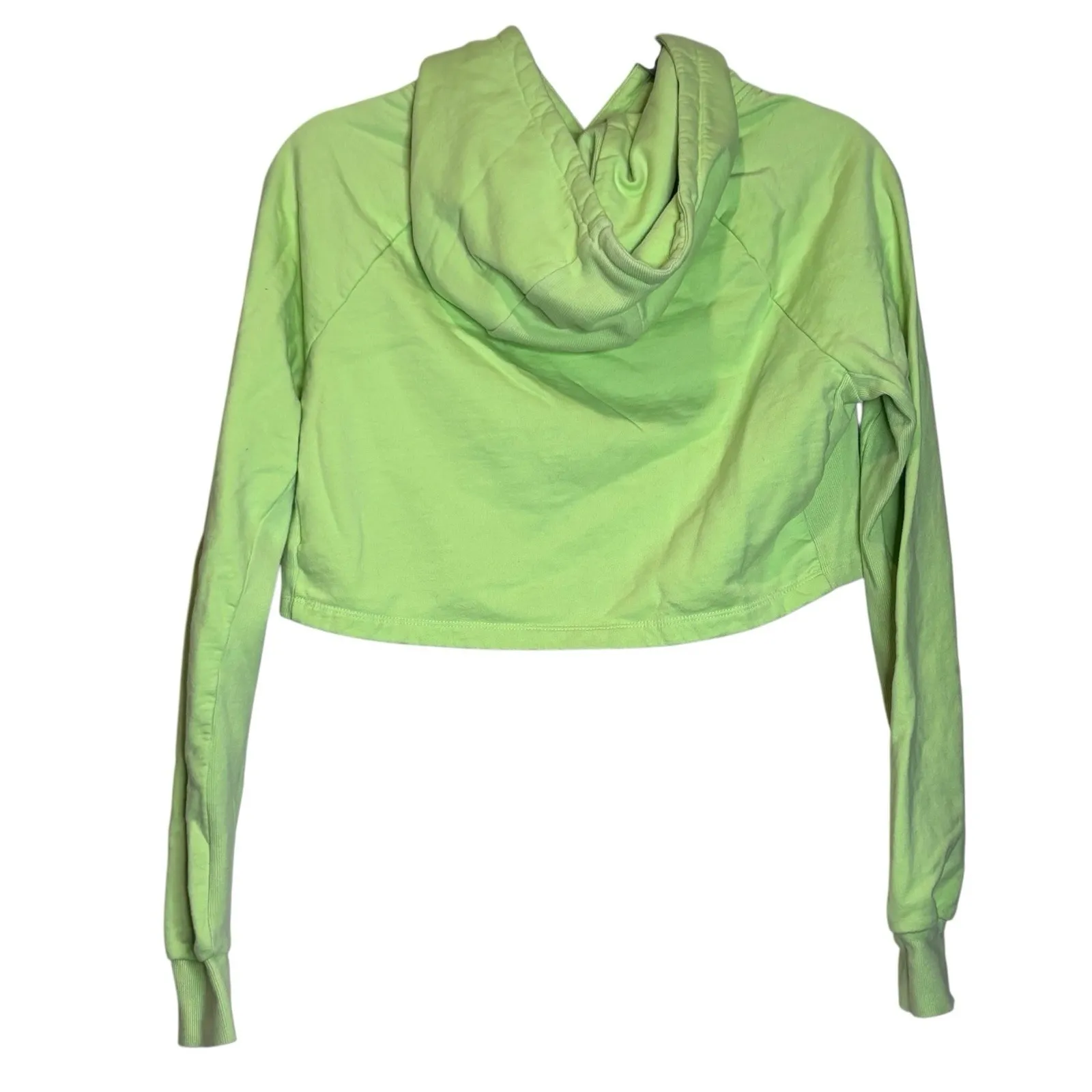 Gymshark  Cropped Hoodie S Pullover Drawstrings Workout Gym Training Lime Green - Image 2