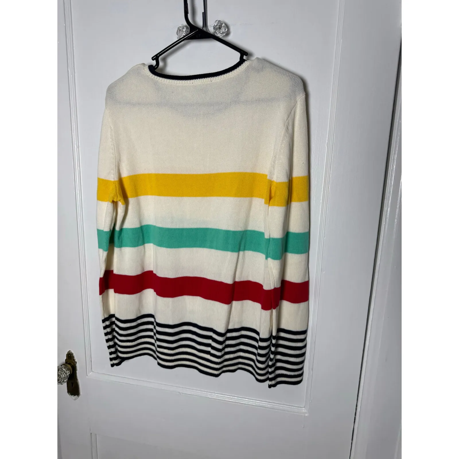 Talbots Striped Pima Cotton Crewneck Lightweight Colorful Sweater NEW Large - Image 8