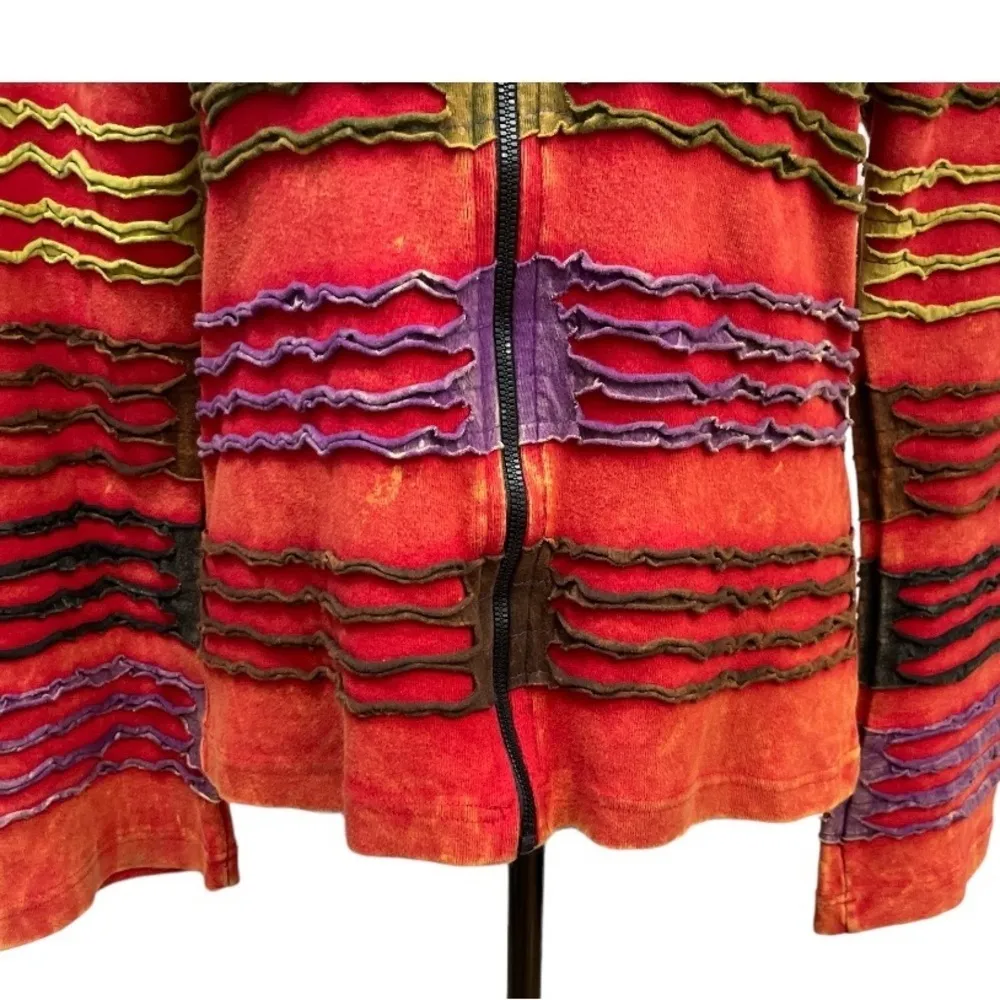 India Boutique Multi Color Women’s size M/L front zipper Rust hoodie Jacket Orange Size M - Image 6