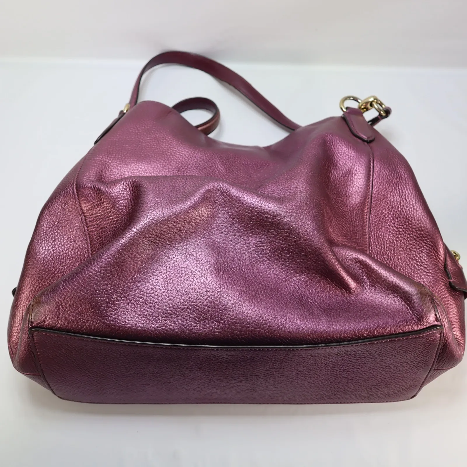 Coach Hallie Pebble‎ Leather Shoulder Bag Metallic Berry F80271 Hobo Redefined - Image 11