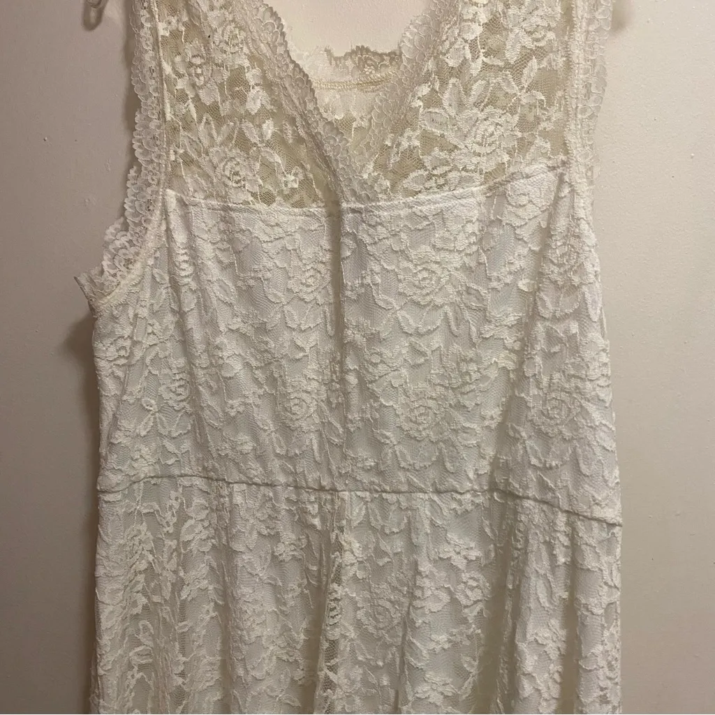 Love Squared Womens Ivory All Lace Midi Tank Dress 2X 2XL A Line Bust 46” - Image 8