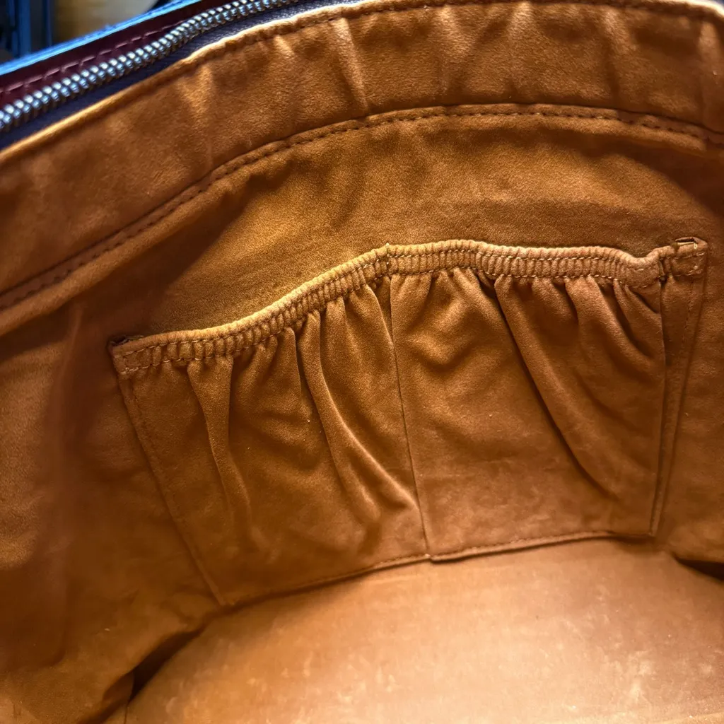 Patricia Nash Alessano Tote Kent Countryside Scenic Print Navy Leather NWT - Image 7