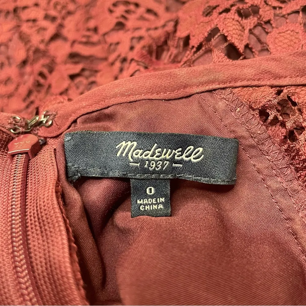 Magnolia Lace Overlay Short Sleeve Mini Dress in Burgundy Maroon 0 - Image 6