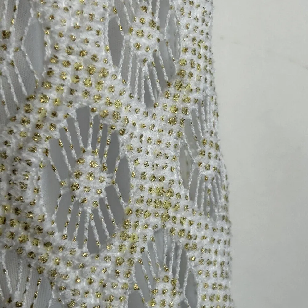 Lilly Pulitzer Size Small Dress Marquette White /Gold Tassel Trim Crochet Lace - Image 8